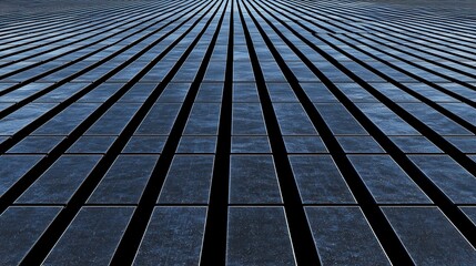 Expansive Solar Panel Field Capturing Renewable Energy in a Clear Blue Sky