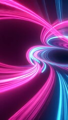 Wall Mural - high energy abstract colorful light warp tunnel loop with vibrant pink and blue streaks creating a d
