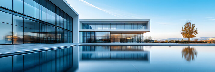 Poster - modern office building at night