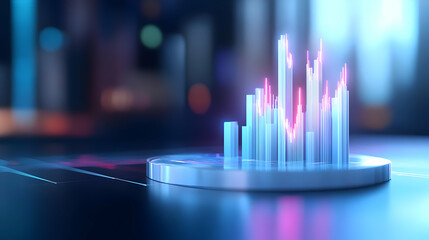 Wall Mural - a futuristic data visualization graphic showcasing vibrant bars on a sleek surface, representing dig