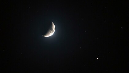 Wall Mural - Crescent Moon in Dark Night Sky with Stars