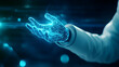 © Earny - Futuristic digital hand showcasing glowing circuits, symbolizing advanced technology and humanity's digital future.