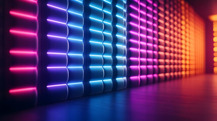 Wall Mural - vibrant neon lights in an abstract pattern create a stunning visual effect, perfect for modern desig