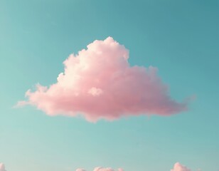 Aufkleber - Pastel pink cloud in clear blue sky. Minimal nature concept. Abstract wallpaper. Creative AI generated design. Trendy light heaven background. Dreamy fluffy cloudscape. Happy summer spring aesthetic