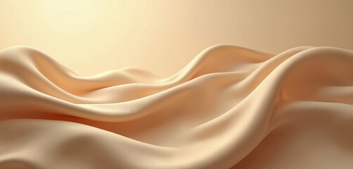 Aufkleber - Elegant smooth sepia beige silk illustration. Soft fabric waves with luxurious texture and satin shine. Perfect as wedding design template, fashion backdrop, romantic decorative background.