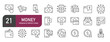 © Bradericon - Set of line icons related to money, finance, wallet, dollar. Outline icons collection. Editable stroke. Vector illustration.
