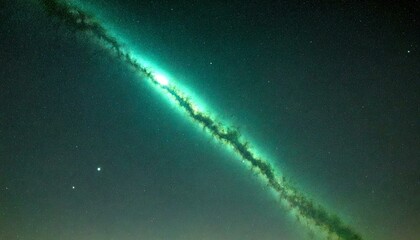 Wall Mural - Starry Night Sky with Green Light Streaks