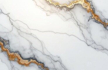 Aufkleber - Elegant white marble with grey veining texture. Luxury stone background with gold glitter accents. Abstract pattern, interior design material. Decorative surface. Natural stone texture with veins.