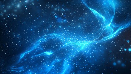 Wall Mural - blue energy flow, cosmic dust, nebula background, digital art, website header