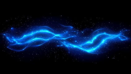 Wall Mural - glowing blue energy wave, dark space, cosmic dust, design element