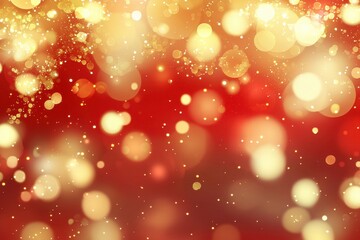 Wall Mural - Soft Gold and Red Glitter Bokeh Background for Festive Occasions