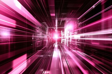 Wall Mural - Abstract Futuristic Background with Pink Light and Glowing Lines