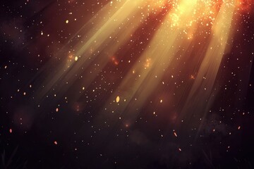 Wall Mural - Radiant Light Beams and Floating Particles in a Dark Background
