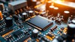 © Almahyra - Close-up circuit board processor, technology, electronics, industry, background, components, illuminated, manufacturing, design