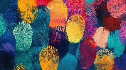 Wall Mural - colorful fingerprints creating vibrant abstract background artwork