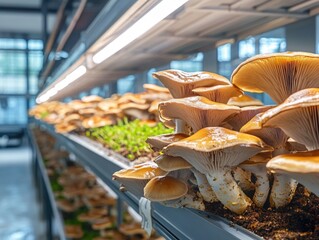 Poster - Fresh mushroom selection on shelf