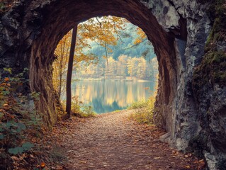 Wall Mural - Forest Tunnel and Lake