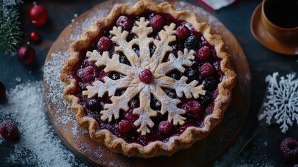 Wall Mural - winter dessert with snowflake design