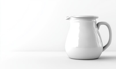 Wall Mural - A minimalist white ceramic pitcher elegantly positioned on a clean surface, with soft lighting