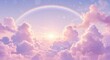 © KenPix - Pastel sky, fluffy pink clouds, vibrant rainbow, dreamy atmosphere, soft lighting, ethereal landscape, fantasy cloudscape, magical scenery, cotton candy colors, heavenly vista, serene skyscape, celest