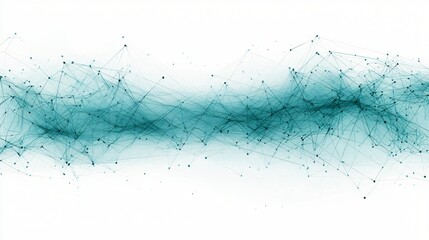 Abstract teal network connection, digital flow, white background, technology concept