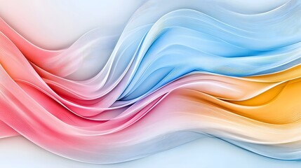 Fototapete - Fluid and Abstract Wave Design with Smooth Color Transitions Between Pink Orange and Blue Evoking a Sense of Energy and Tranquility in a Modern Digital Aesthetic