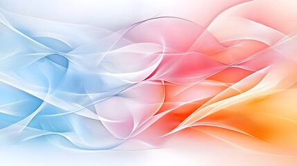 Aufkleber - Stunning abstract scene with graceful undulating waves in radiant pink warm orange and soft blue tones forming a visually striking and harmonious background