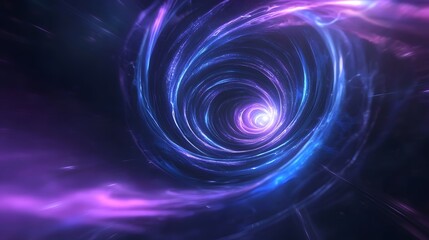 Fototapete - Swirling Vortex of Cosmic Energy   A captivating abstract spiral composition where a mass of glowing purple and blue light forms a mysterious and dynamic celestial visualization
