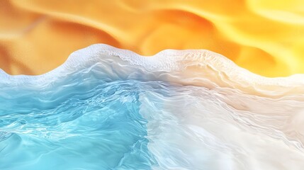 Poster - A visually captivating abstract shoreline where golden sands and azure waters blend effortlessly into swirling natural patterns evoking the serenity and movement of the ocean