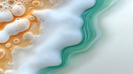 Leinwandbilder - Elegant Pastel Hued Abstract Painting with Fluid Swirling Patterns and Dreamlike Translucent Bubbles   A captivating digital artwork showcasing a harmonious blend of soft vintage inspired hues