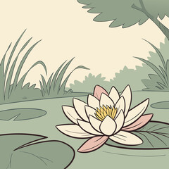 Sticker - vector illustration of lotus flower