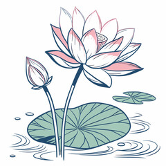 Sticker - lotus flower vector illustration