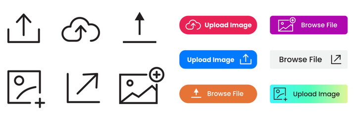 Wall Mural - upload image icon set