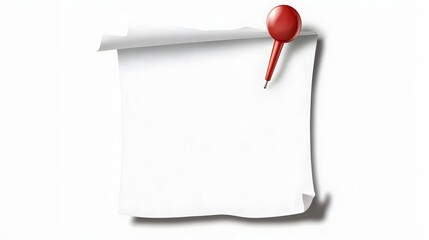 Fototapete - paper note with a red push pin attached to a transparent background featuring subtle shadows and a simple layout ideal for personal and business applications
