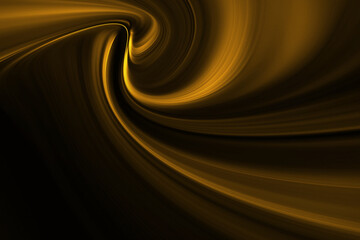 Wall Mural - Modern bright abstract dynamic line wave curve soft light gradient neon brown yellow gold on black background design for graphics pattern web illustration technology network digital backdrop wallpaper