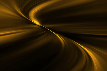 Wall Mural - Modern bright abstract dynamic line wave curve soft light gradient neon brown yellow gold on black background design for graphics pattern web illustration technology network digital backdrop wallpaper