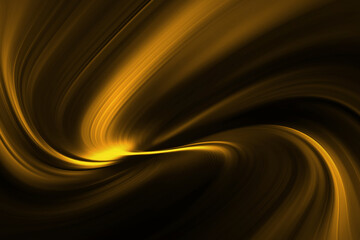 Wall Mural - Modern bright abstract dynamic line wave curve soft light gradient neon brown yellow gold on black background design for graphics pattern web illustration technology network digital backdrop wallpaper