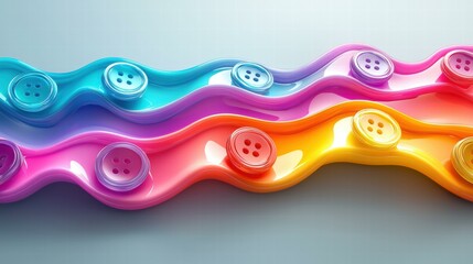 Wall Mural - colorful buttons on flowing waves. ai.