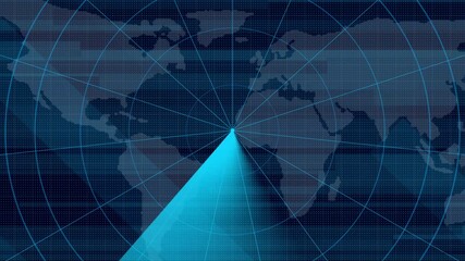 HUD Interface target, radar direction scan for target, searching HUD interface, radar hologram screen object on map radar targets and futuristic user interface computer system and technology concept
