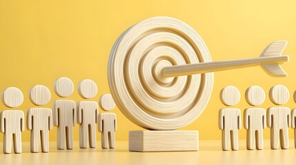 Leinwandbilder - Stylized digital depicting a target symbol surrounded by human shaped icons representing audience engagement and consumer targeting