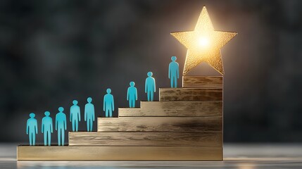 Fototapete - Ascending Stairway to Glowing Star   A Symbolic Representation of the Journey to Progress Resilience and Achieving One s Goals  The Glowing Star at the Top Signifies the Attainment of Success