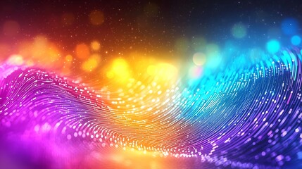 Poster - Mesmerizing Futuristic Abstract Design Featuring Glowing Digital Lights and Inspired Aesthetic   Surreal 3D Rendered with Electric Blue Neon Purple