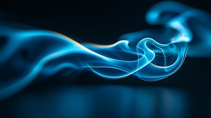 Poster - Abstract blue smoke swirls, dark background, design element