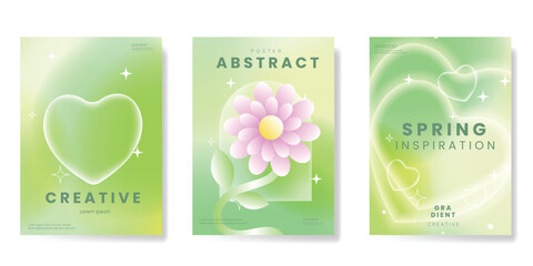 Wall Mural - modern gradient poster background vector set. minimalist poster summer and spring cover template wit