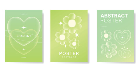 Wall Mural - modern gradient poster background vector set. minimalist poster summer and spring cover template wit