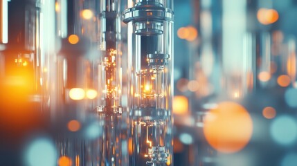 Wall Mural - abstract close-up of glass tubes with colorful bokeh background