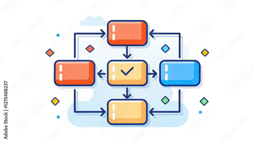 colorful flowchart diagram with interconnected shapes and arrows ...