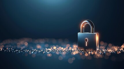 Wall Mural - binary code streams across a dark background, forming the shape of a padlock, signifying data encryp