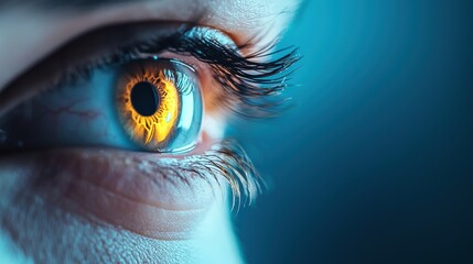 Wall Mural - a close up shot of a person eye undergoing an iris scan for access control, showcasing advanced biom