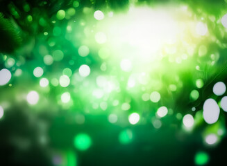 Wall Mural - luminous green bokeh creates a dreamy, ethereal atmosphere. soft, blurry lights evoke a magical, ser